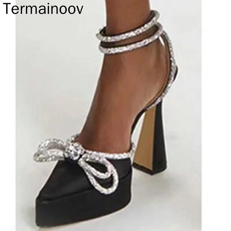 

Termainoov Women Pumps High Heels Pointed Toe Stain Bow Wedding Shoes Transparent PVC Heeled Party Shoes