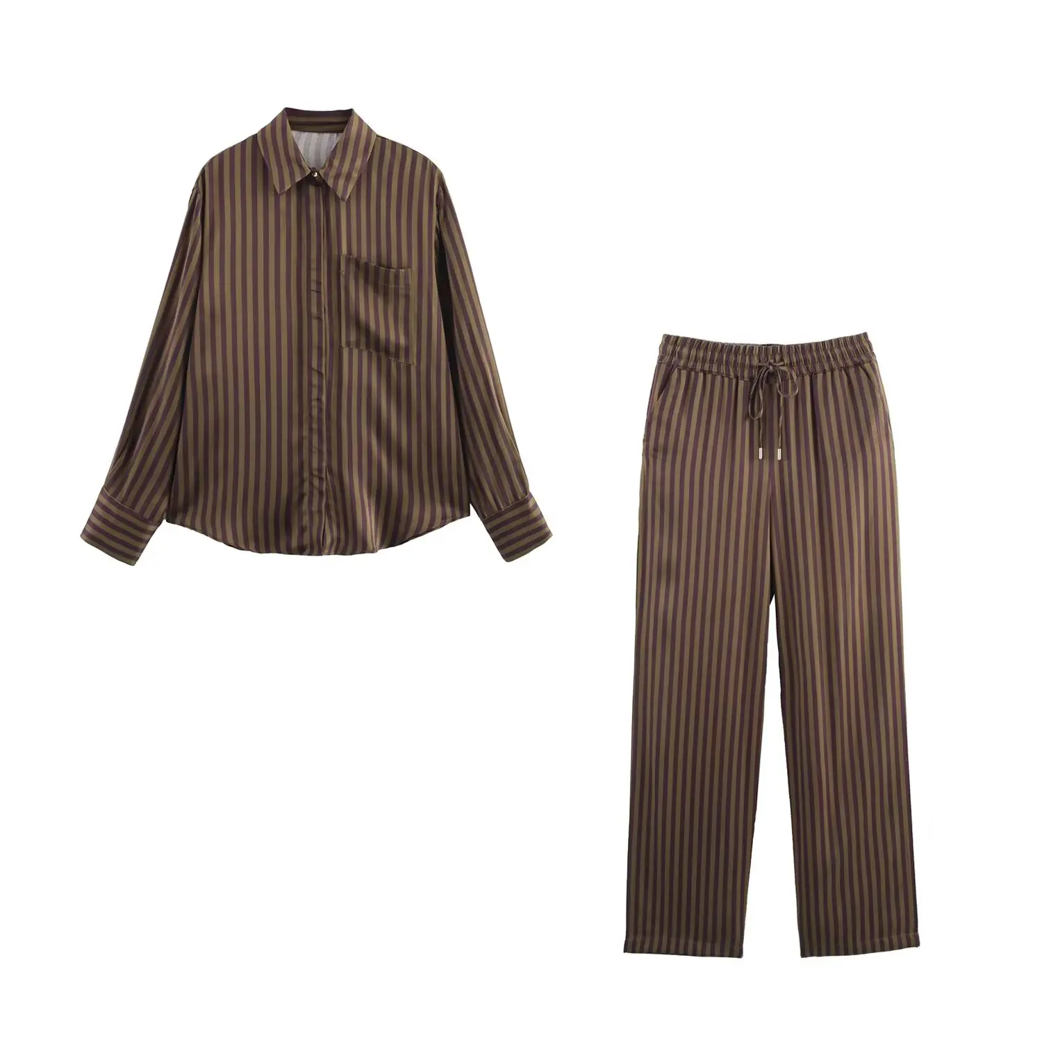 Taop&ampZa полосатые брюки и рубашка из полиэстера