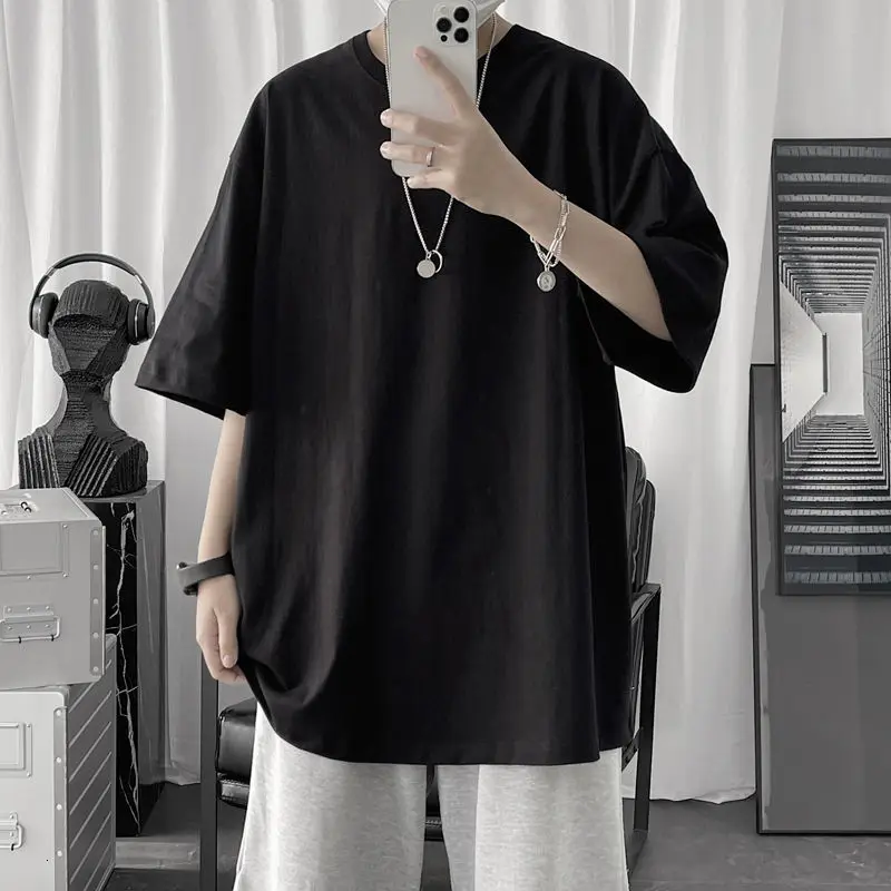

100% Cotton 2022 Summer Men's O-Neck T Shirts Solid Color Casual Short Sleeve Tees for Man Basic T-shirt Couple Male Tees Tops