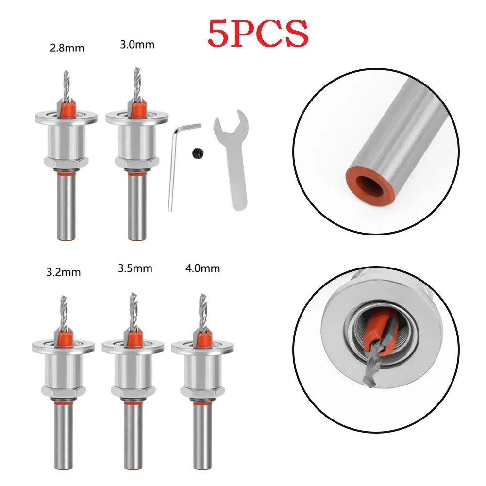 

5PCS 8mm Shank 45# Steel Countersink Woodworking Router Bit Adjustable Taper Drill Milling Cutter Screw Extractor Power Tools