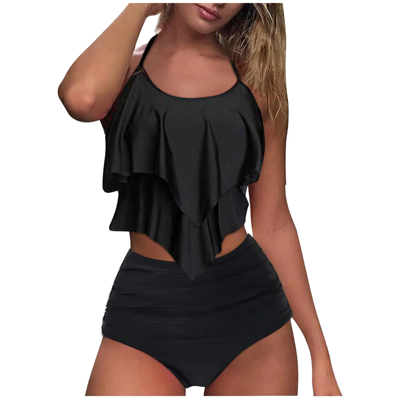 

Split Bikini Gradient Sexy Swimsuit Women's High Two Set Contrast Breast Piece Swimwears Tankinis Set Swimwears micro