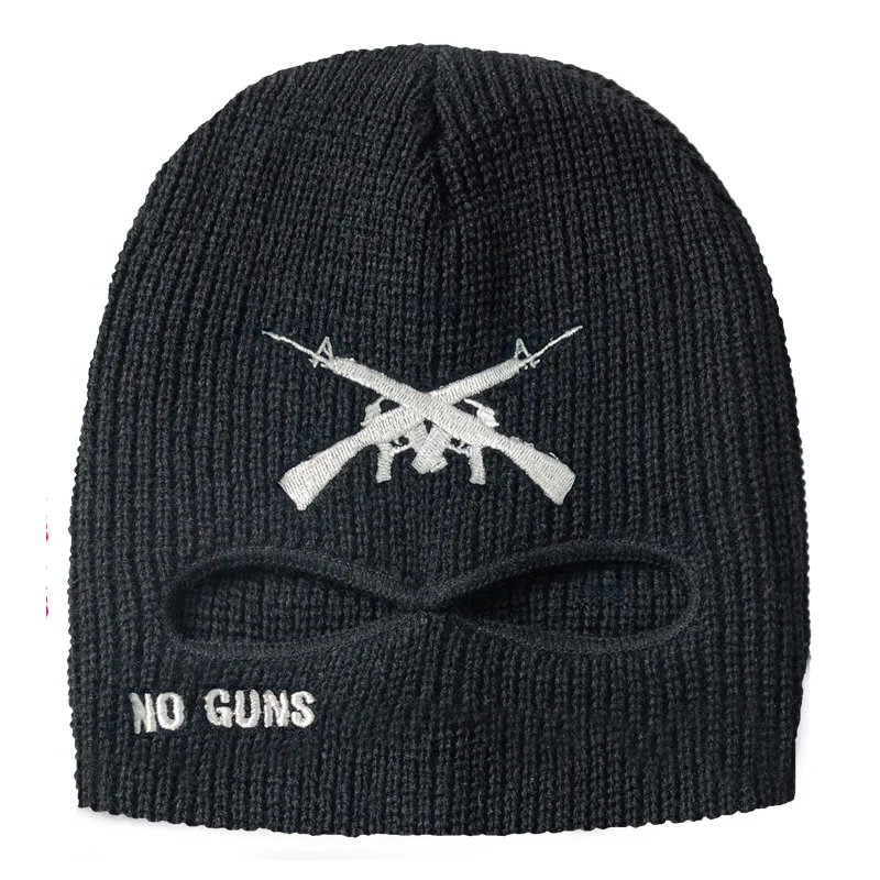 

Half Face Cover Ski Mask Hat 2 Holes Balaclava Army Tactical CS Windproof Knit Beanies Bonnet Winter Warm Unisex Caps