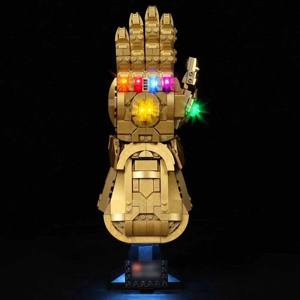 New 589PCS LED Infinity Glove Gauntlet Stone Compatible 76191 Endgame DIY Toys For Kid Christmas Gift |