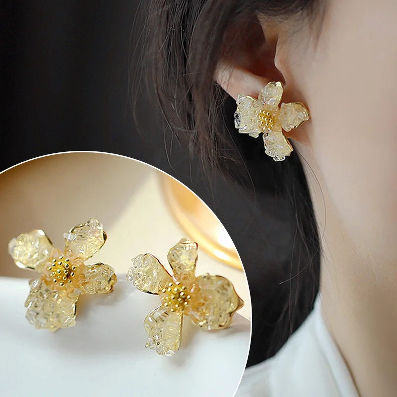 

Sexy Woman Blue Flower Earrings Party Club Accessories Ear Stud Earrings Fashion Jewelry Korean 925 Silver Earrings Moda Mujer