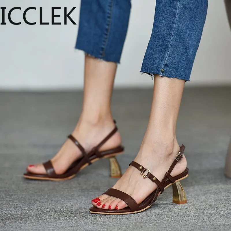 Сандалии женские на высоком толстом каблуке босоножки с перекрестной шнуровкой