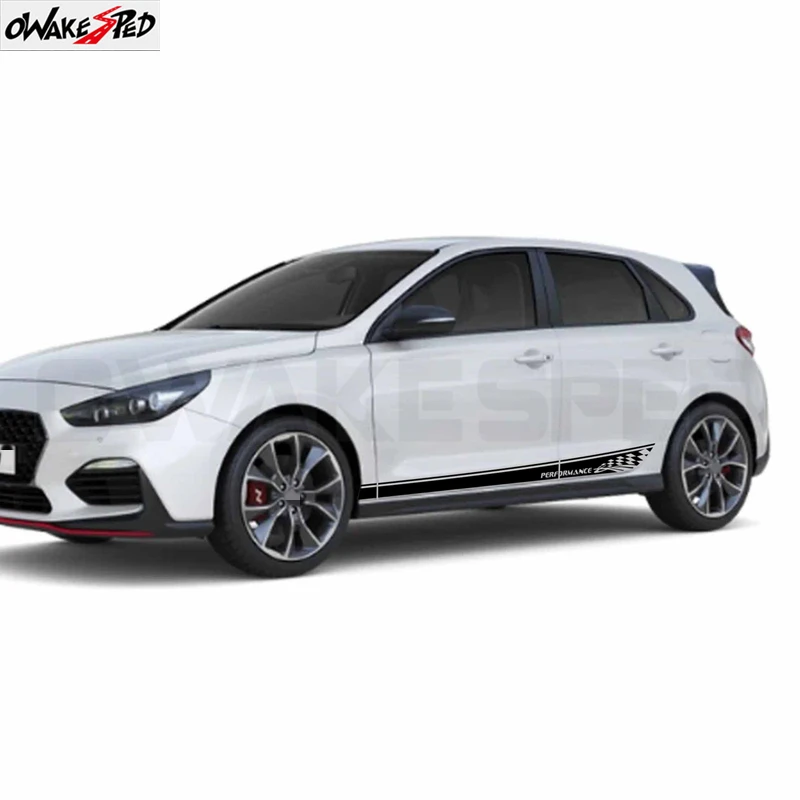 Фото 2 шт. для Hyundai i30 i30n: наклейка на боковую дверь автомобиля, светоотражающая, спортивная, с графическим рисунком клетчатого флага, аксессуар. №3