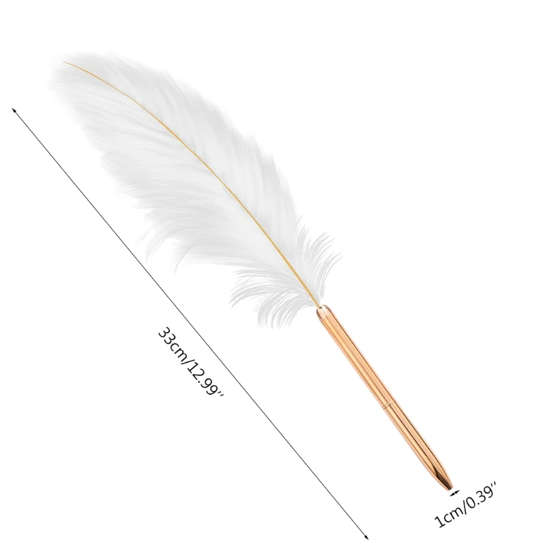 

Stylish White Feather Ballpoint Pen Wedding Writing Pen Business Signature Pen Ideal for Teacher Women Men School Office 24BB