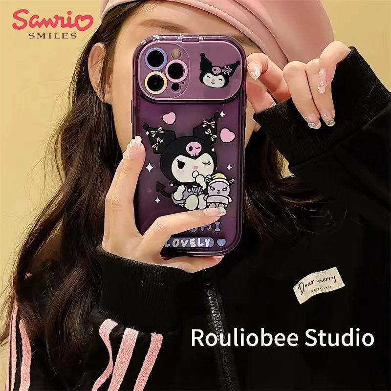 

Чехол для телефона Kawaii Anime Kuromi Sanrio, милый iPhone 14 13 12 11 X Pro Max Plus, маленькое зеркало для макияжа, аксессуары, подарки, игрушки для девочек