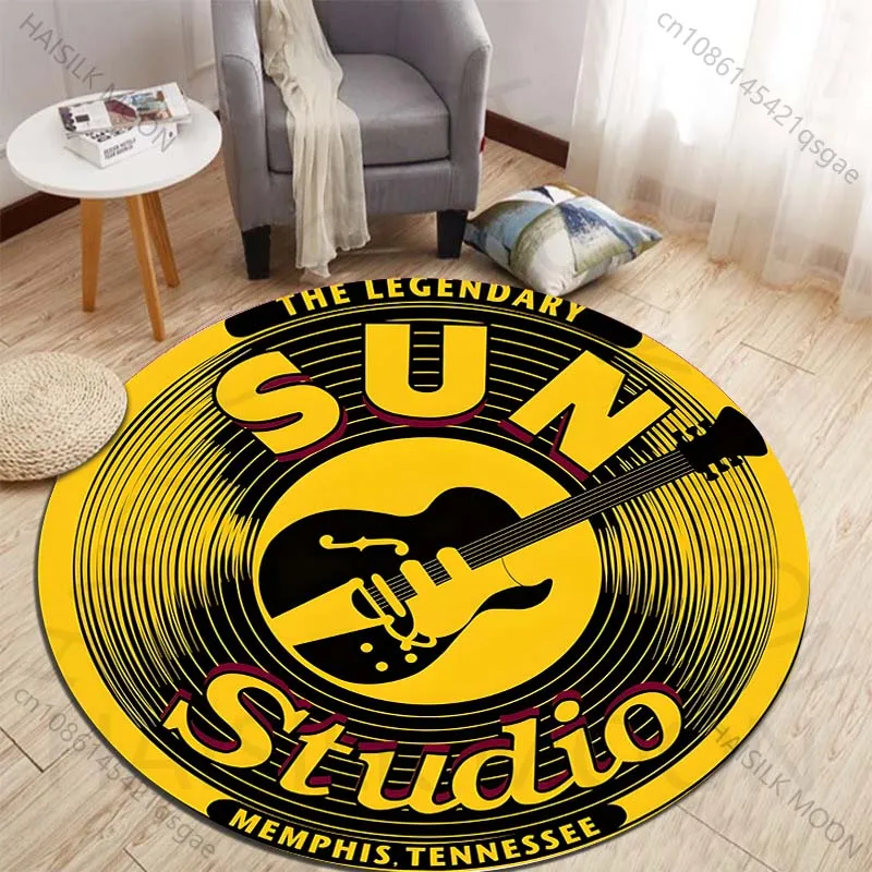 Фото Круглый ковер с логотипом Legendary Music Studio, для гостиной, под диван или стол, большой коврик для домашних животных, мягкий круглый ковер, декор для дома. №2