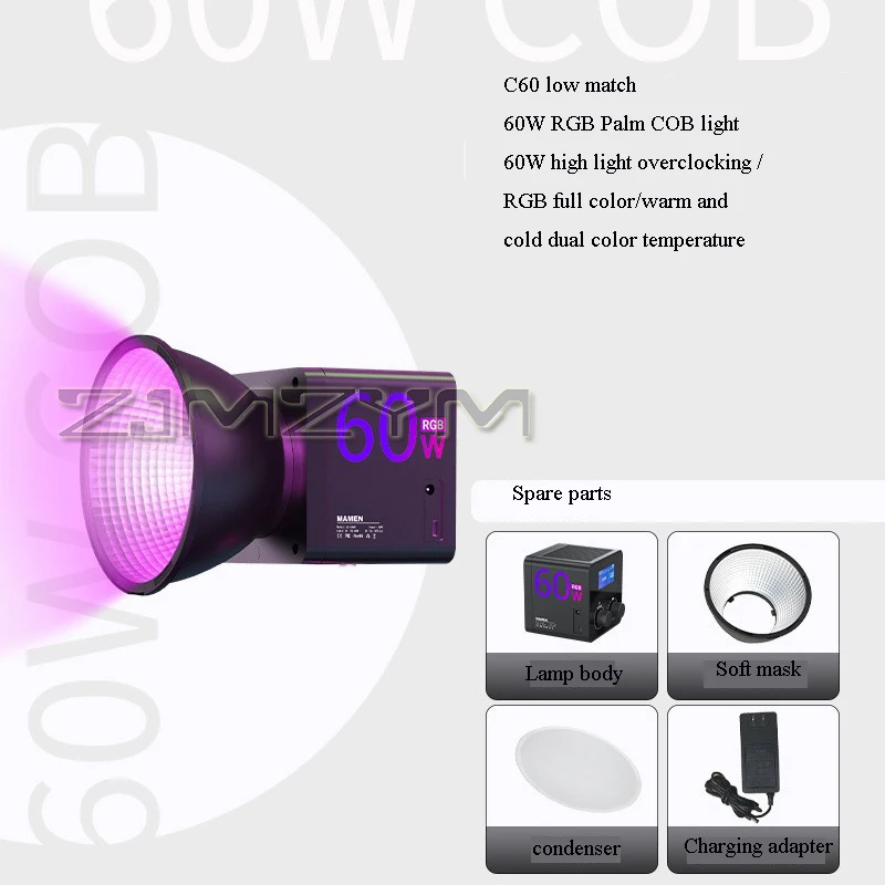 Фото 60 Вт фотография заполняющий телефон портативный COB RGB видео телефон 2500-6500K 6700 мАч для наружной студийной видеозаписи съемки №2