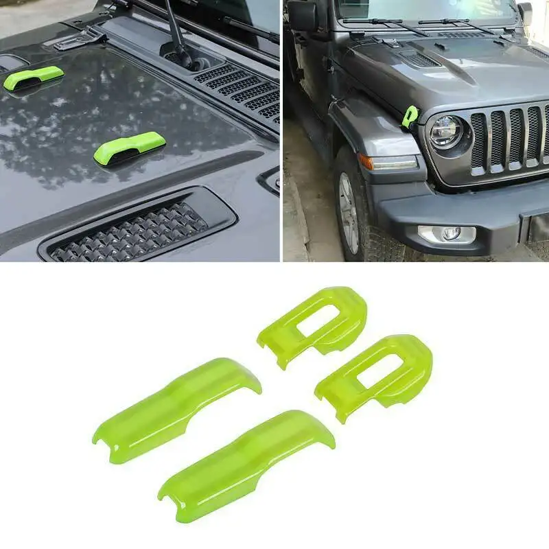 

For Jeep Wrangler JL 2018-2021 Green Front Engine Hood Handle Buckle Cover Trim