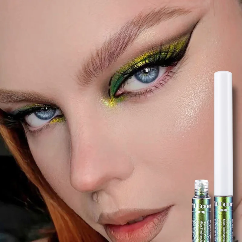 Блестящая Клубная жидкая подводка для глаз с металлическим блеском, ультратонкая водостойкая Стойкая подводка для макияжа, цвет хамелеон, для вечеринки, Мерцающая гладкая подводка