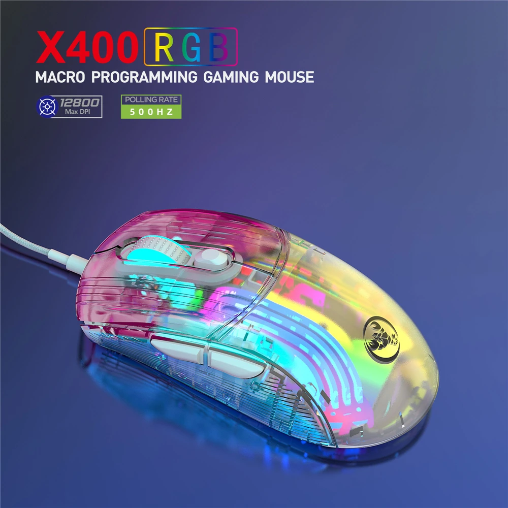 

Transparent Wired Connection Mouse RGB Colorful Game Electronic Competition Office Mouse Plug And Play Precise Control Durable