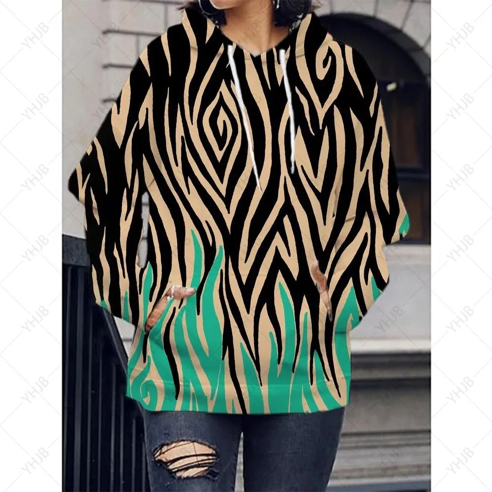 

Splicing Stripes Hoodie for Women, Long Front pocket drawstring Sleeved Sweater, Casual Hooded Sweatshirts, Printed Hoodies Tops