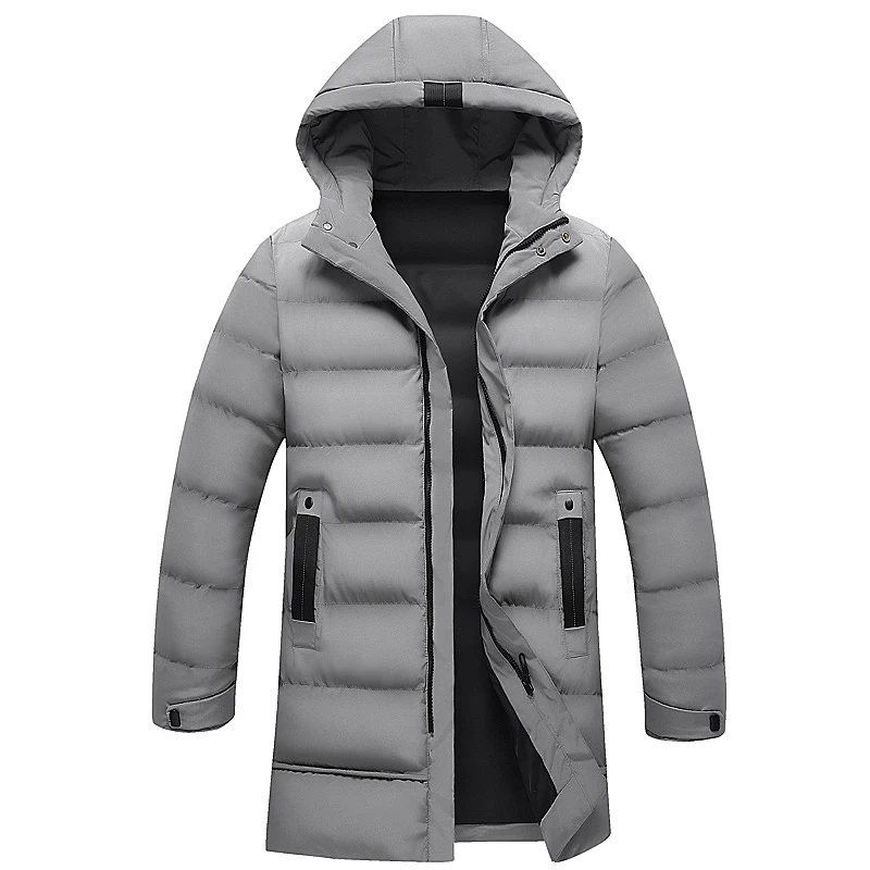 Men's winter sports cotton feather plus velvet thickening and warm new trendy cotton coat mid-length cotton jacket