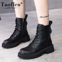 

Taoffen/Новинка 2022 года; Женские ботильоны из натуральной кожи; Женская теплая обувь для зимы; Повседневные женские модные ботинки; Размер 34-39