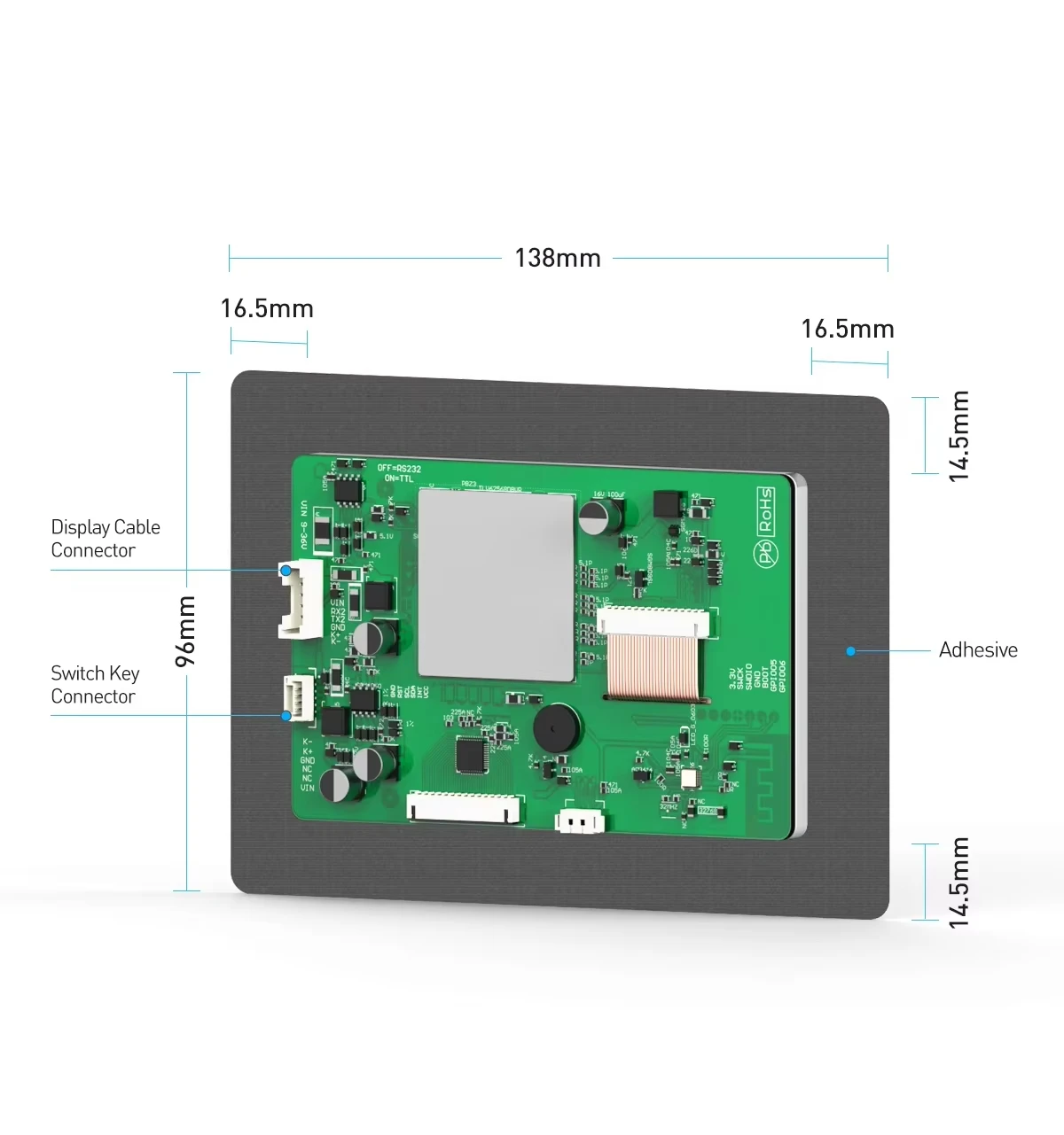 Фото Дисплей JIKONG 4.3 дюйма LCD TFT с сенсорным экраном для V19 JKBMS Smart BMS 9-36V, мультиязычный монитор заряда батареи 4.3 LCD №3