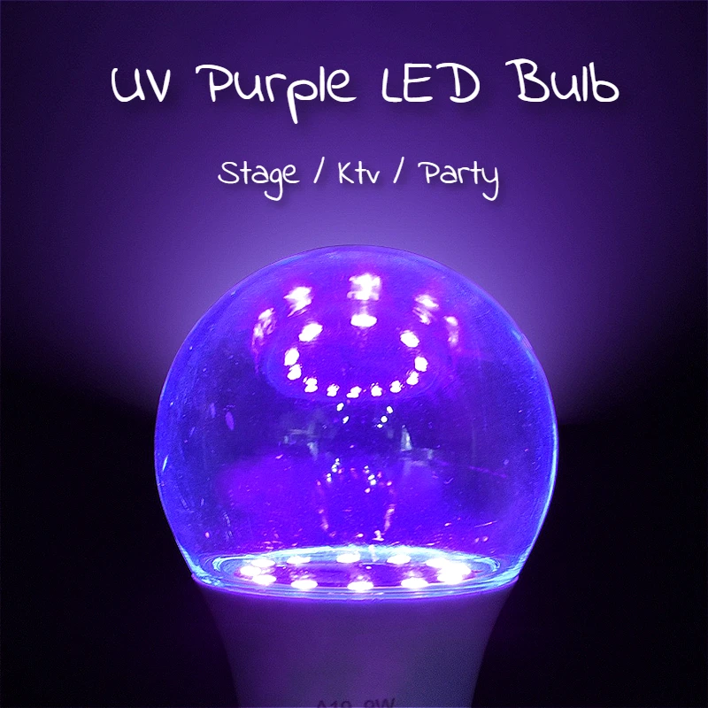 E27 9 Вт Ультрафиолетовая Уф-фиолетовая Флуоресцентная Светодиодная Лампа Для