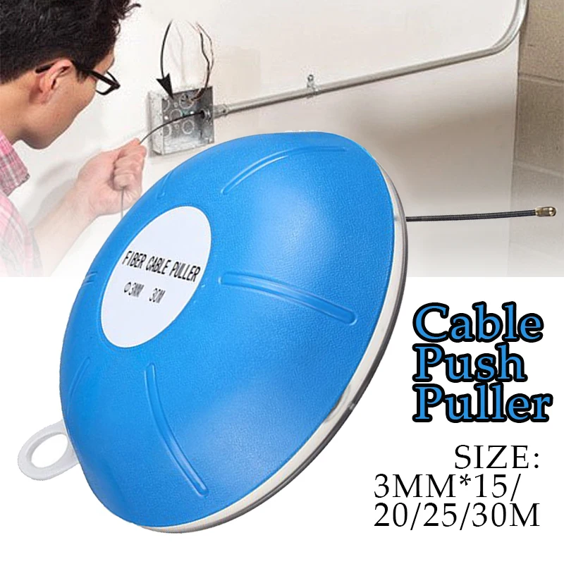 

3MM 15/20/25/30M Fiberglass Cable Push Pullers Fish Tape Reel Puller Conduit Duct Rodder Pulling Wire Cable Guide Device