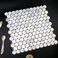 genuine seashell round white mother of pearl background wall tile sticker hotel restaurant placemat mosaic honeycomb home decor