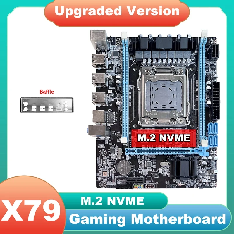 

X79 Motherboard V389+Baffle M.2 NVME LGA2011 DDR3 Gigabit Network Card Support E5 2630 2660 2650V2 CPU For CF LOL PUBG