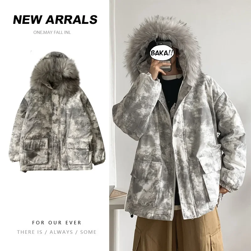 Модное мужское зимнее хлопковое пальто с капюшоном в повседневном стиле