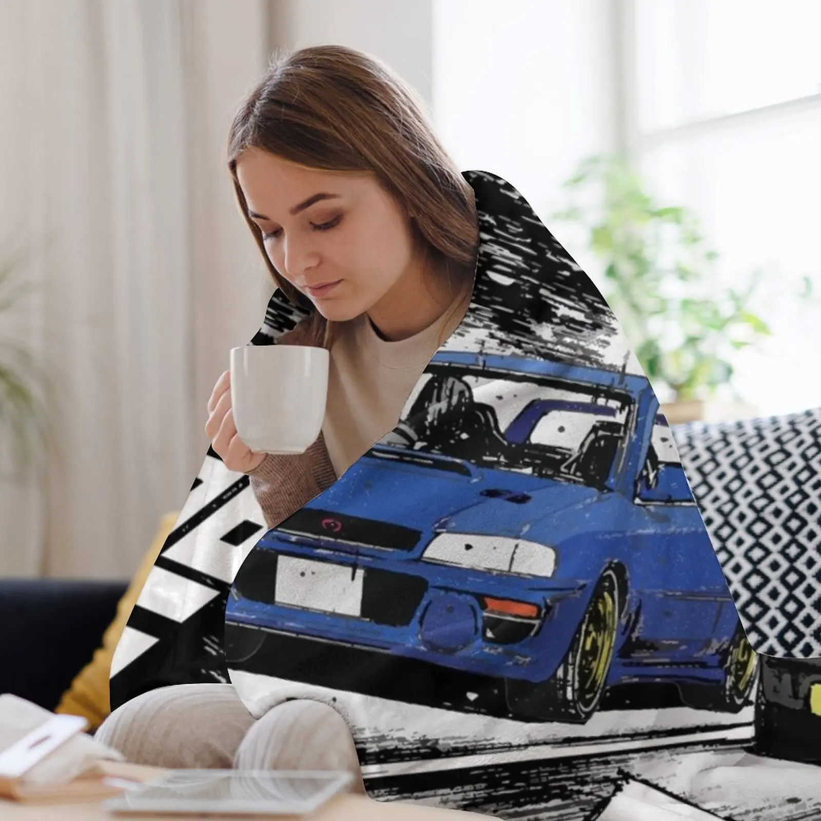 Initial D - Mountain Drift Racing Tandem Takumi Fujiwara AE86 vs Bunta GC8 Chase Плед Роскошные дизайнерские одеяла