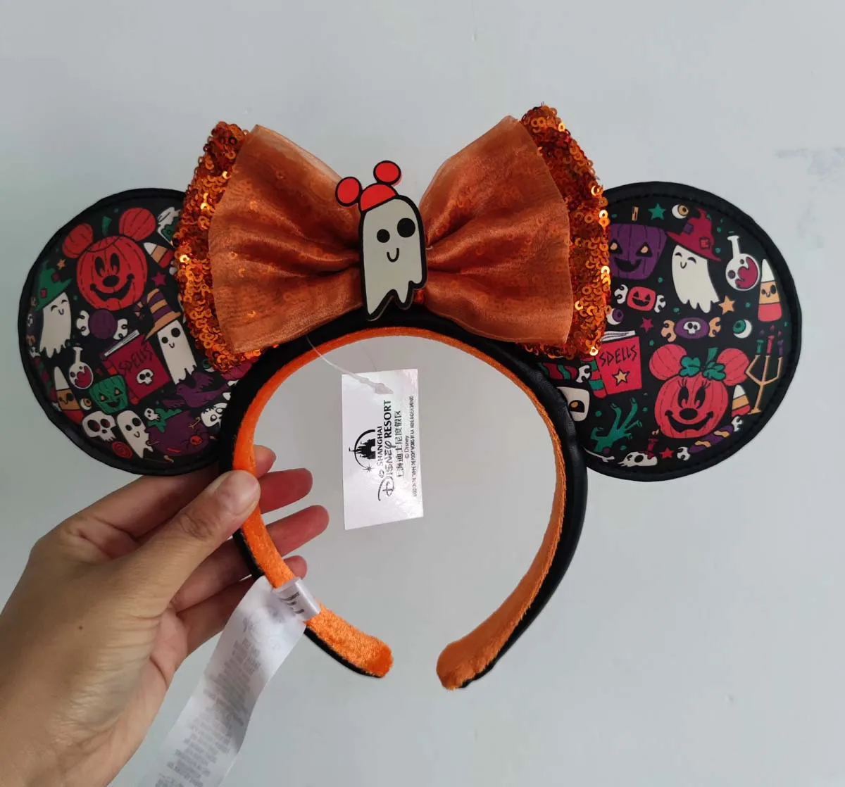 

Mickey Pumpkin Disney Parks Headband Sequin Bow Ears Halloween 2022