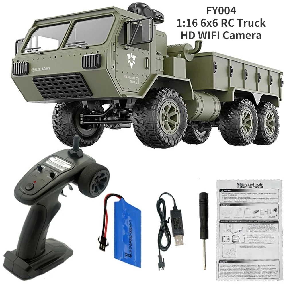 

1:16 6WD FY004 RC Truck with WIFI 720P Camera LED Headlight 2.4G Radio RC OffRoad 6x6 Car Remote Control Military Vehicle Toys