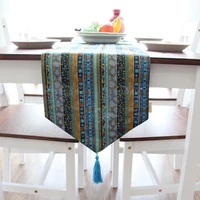 home furnishing fabric bronzing striped table flag southeast asia tassel ethnic cotton and linen table flag