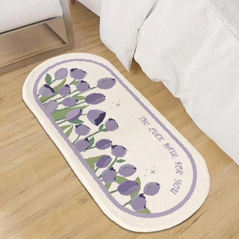 

Bedside Carpet Fluffy Tulip Bathmat Soft Bathroom Long Rug Function Entrance Floor Mat Anti Slip Pad Aesthetic Home Decor
