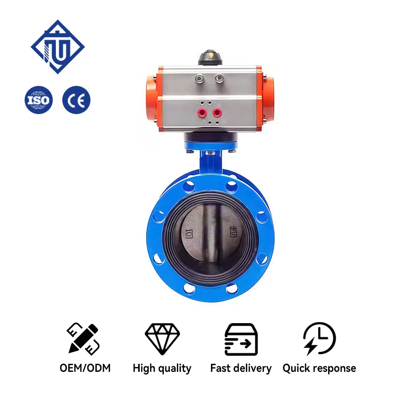 Фото Пневматический дисковый затвор Wanjiree GGG-50 EPDM DN100-DN500 PN16 PN10 для воды при нормальных/средних температурах, гарантия 1 год №2