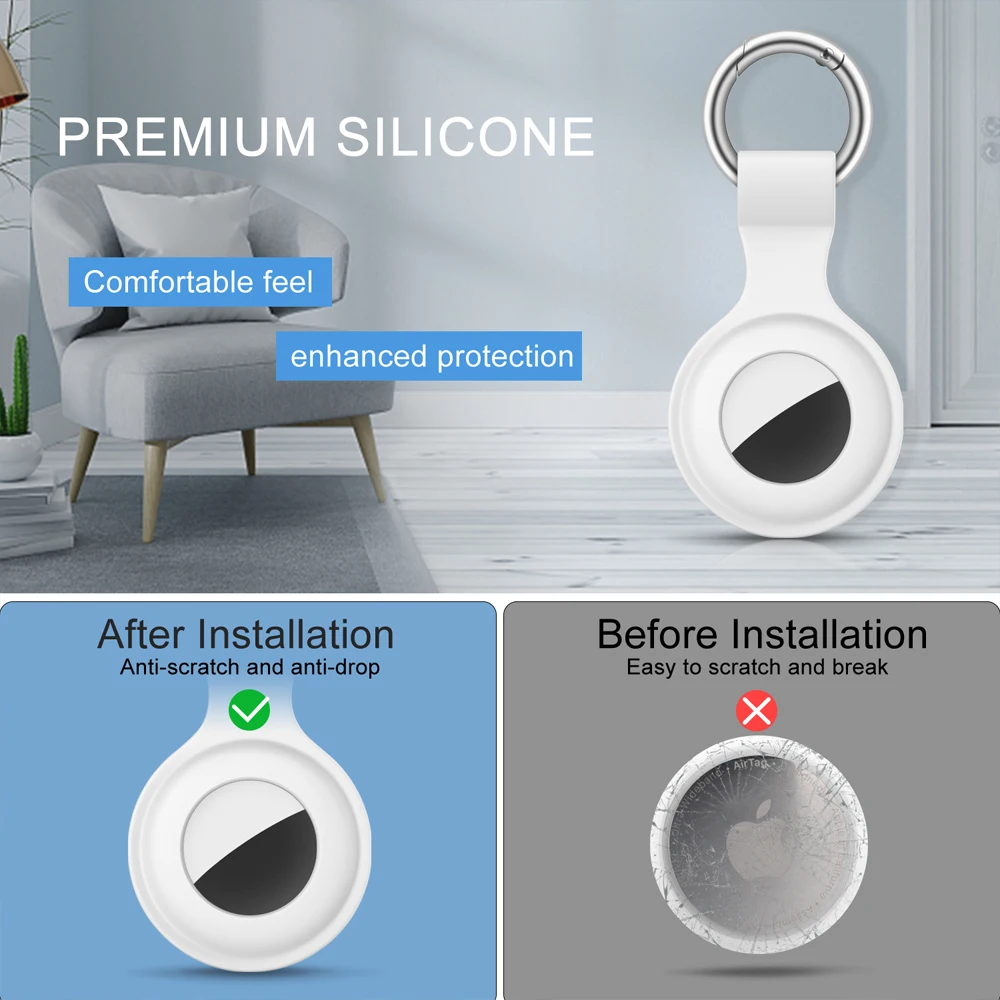 4PCS Protective Sleeve Case Cover For Apple Airtag Tracker Location Keychain Silicone Cover For Apple air tag Tracker Locator