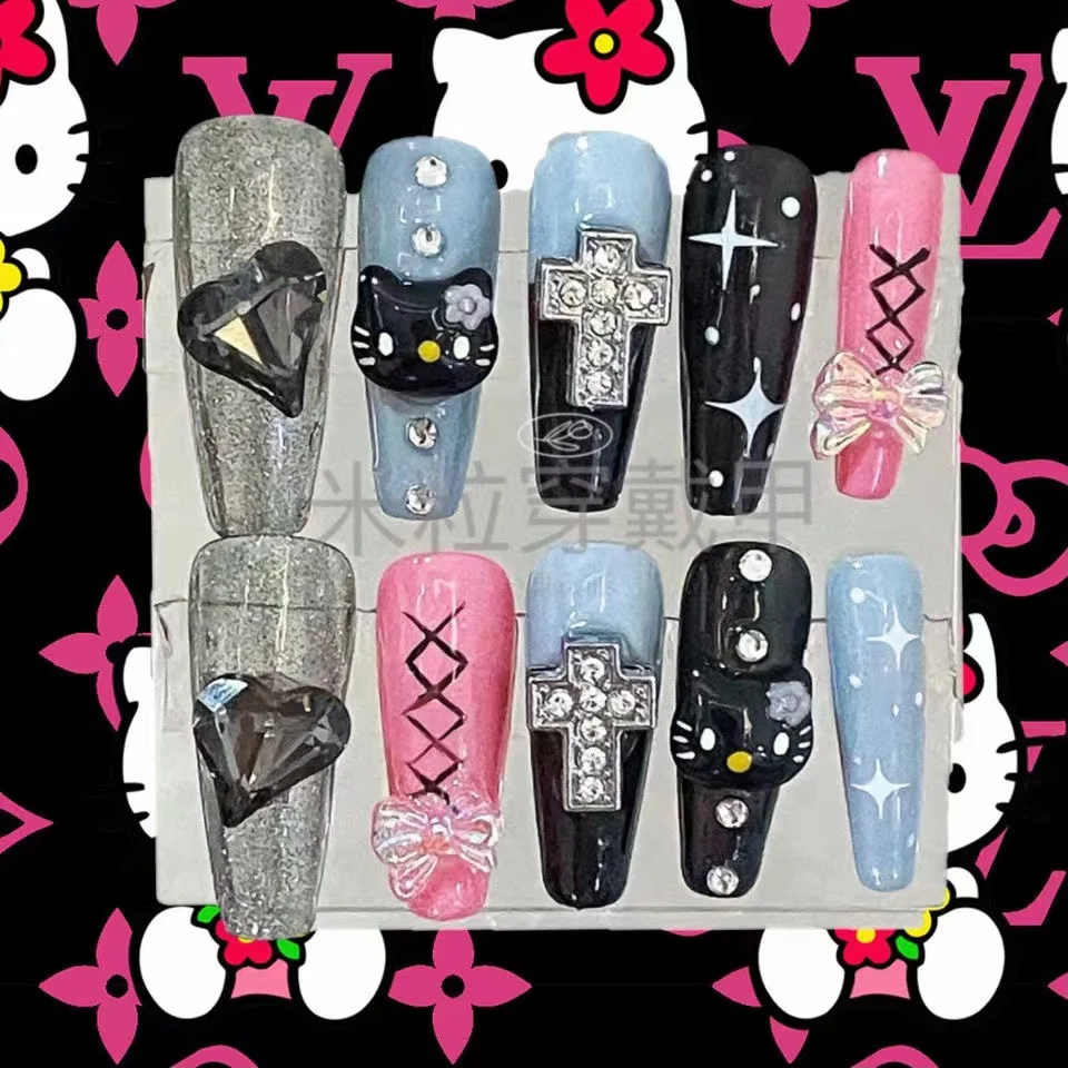 

Diy Toy New Sanrioed Hello Kitty Three-Dimensional Nail Patch Pearl Cartoon Dolls Handmade Anime for Girls Toys Gift