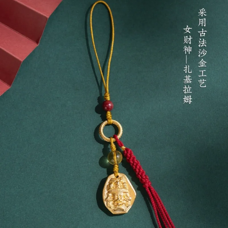 Древний стиль аллювиальное золото цепочка для телефона Zachilam кулон в тибетском