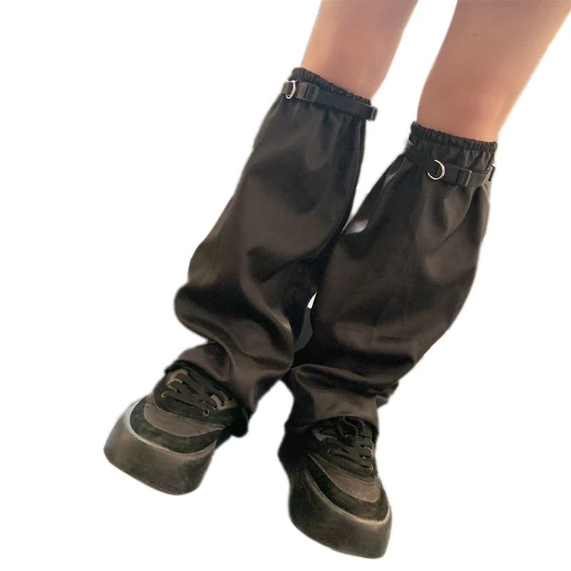 

Женские гетры в стиле Харадзюку, готические черные носки до колена в стиле панк с быстросъемной пряжкой и ремнем, накладка на ногу в стиле хи...