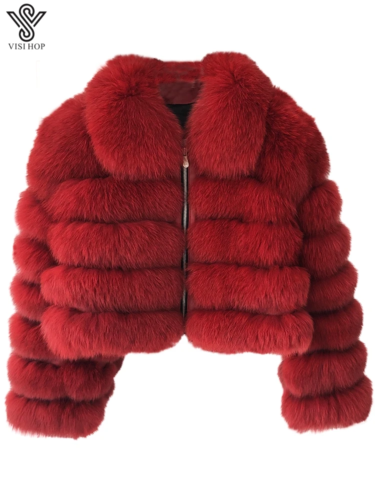 VS111006A 2022 Winter Full Sleeves Short Style Warm Jacket New Arrivals Intact Real Women Fox Fur Coat