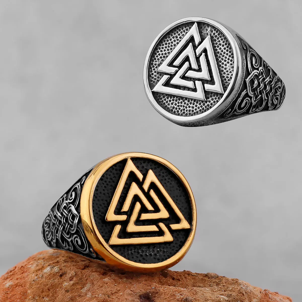 

Vintage Nordic Viking Compass Symbol Celtic Knot Rings for Men Domineering Cool Nordic Rune Amulet Stainless Steel Jewelry Rings
