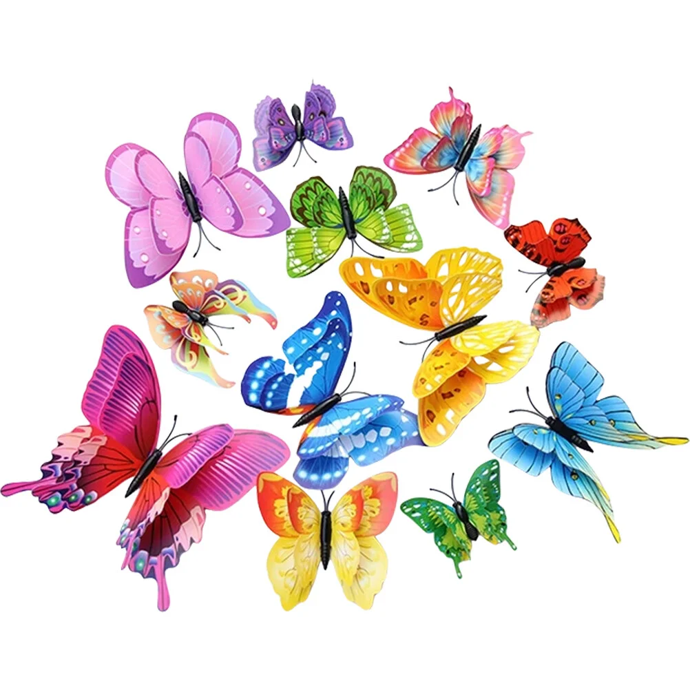 

48 Pcs Butterfly Fridge Magnet Decal Decorative Butterflies Sticker Double Layer Magnetic Pvc Wall Door Magnets Refrigerator