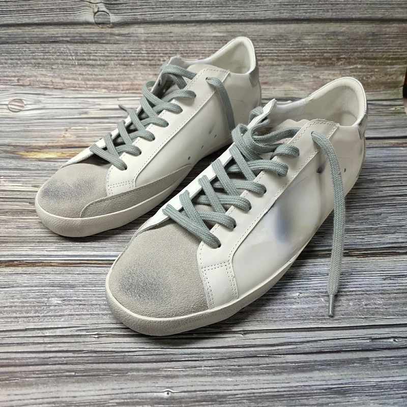 

High-quality Old Effect Cowhide Men's Sneakers Genuine Leather Star Shape Flat Women's Casual Shoes Inner Raised Unisex