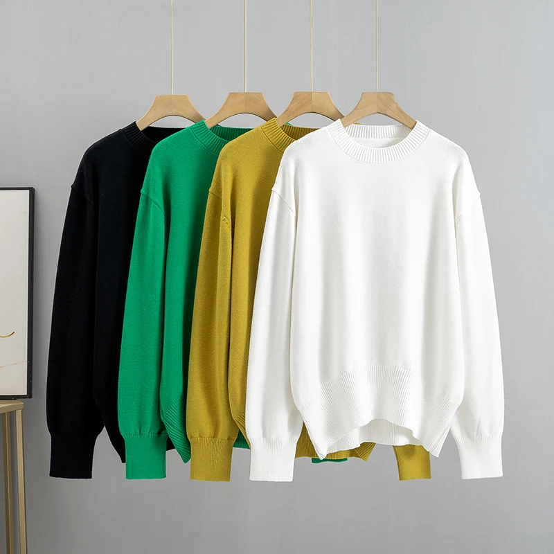 

Модный базовый Женский пуловер оверсайз, свитер, осенне-зимний свободный плотный Женский Повседневный вязаный Топ