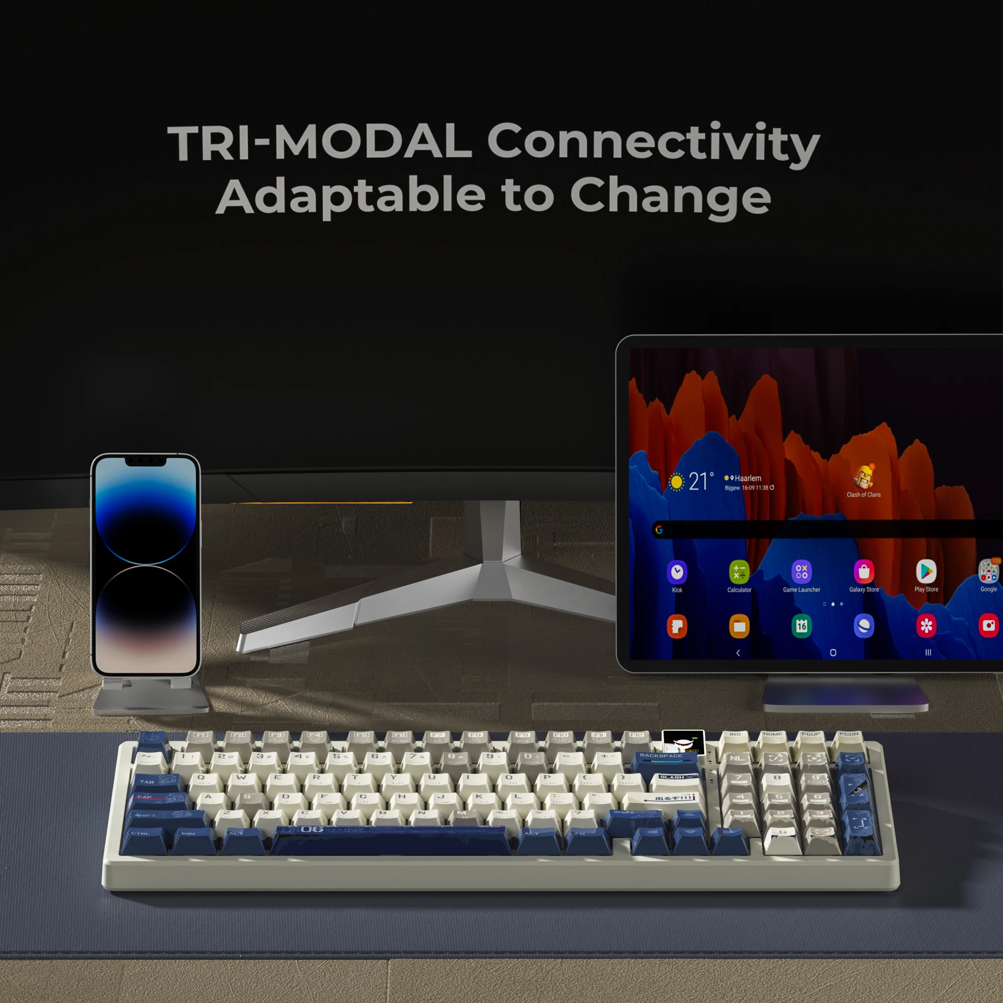 XVX K98 Трехрежимный интеллектуальный дисплей Механическая клавиатура Gundam SEED 2 4G