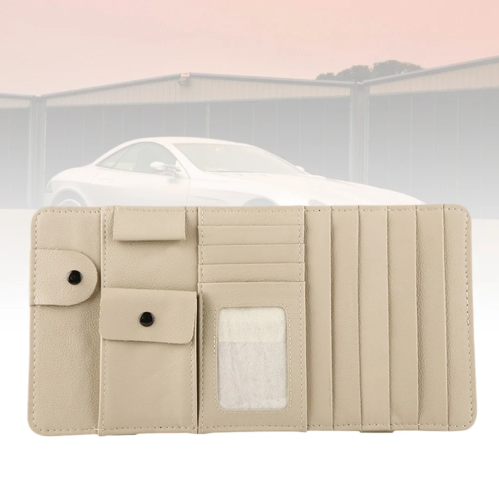 

Car Visor Organizer, 1 pc Sun Visor Holder Multifunction Beige Practical Storage Sun Shade Bag Organizer for Car