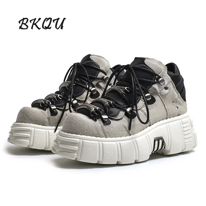 BKQU Ретро-испанские туфли в стиле панк 2024 осенние новые мужские и женские с