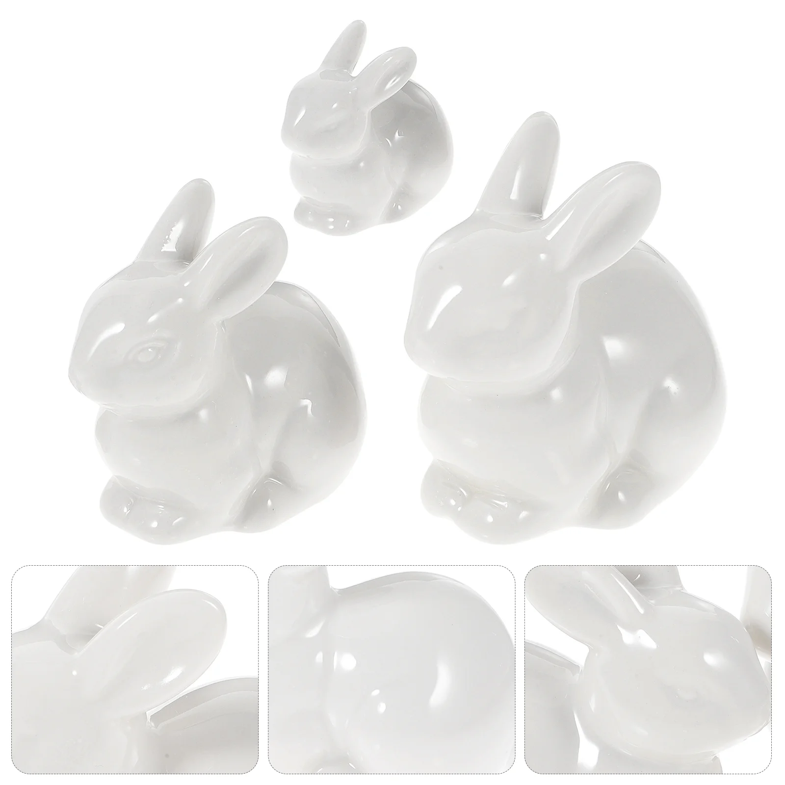 

Bunny Rabbit Easter Ceramic Figurines Ornament Mini Garden Miniature Decor Statue White Decorations Rabbits Figurine Ornaments