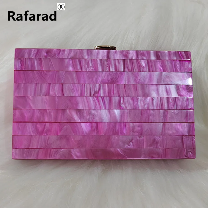 Лидер продаж фиолетовые розовые полосатые Акриловые клатчи ручной работы