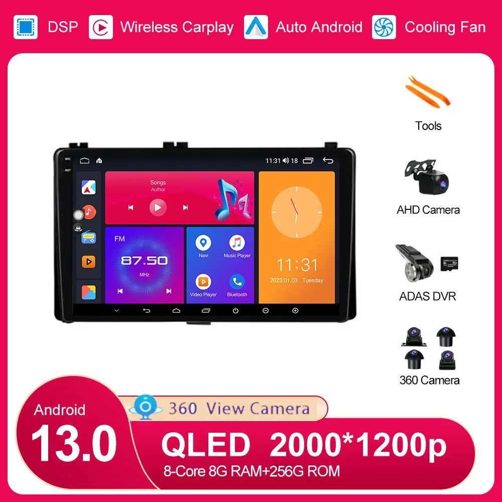 

Android 13 для Toyota Corolla Auris E180 2017 2018 2019 Автомобильный плеер с 360 камерой стереосистемы