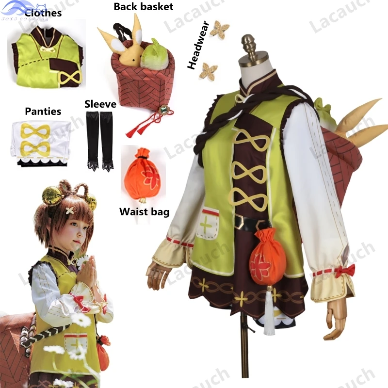 

2022 Game Genshin Impact Yaoyao Cosplay Costume Lolita Yao Anime Halloween Wig Children Adult Costume For Kids Wig