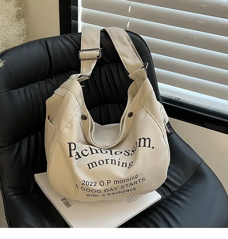 

Canvas Women's Bag Women's 2022 New Trendy Large-capacity Tote Bag Alphabet Casual Travel Shoulder Bag