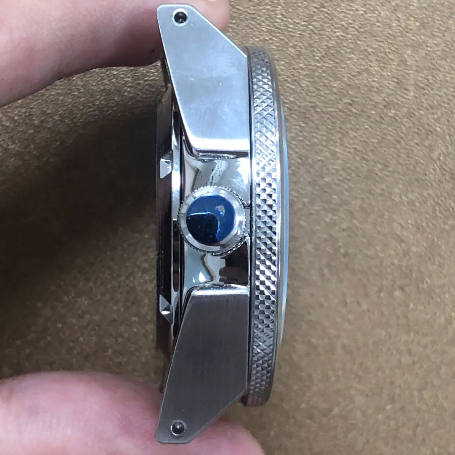 43mm Watch Case Fine Stainless Steel Case Aluminum Ring Mouth Black Internal Shadow Sapphire Glass Fit NH35 NH36 Movement